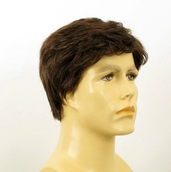 Perruque Homme 100% Cheveux Naturel Châtain Clair - Style Guy 8, Bonnet Moyen, Neuf Avec étiquettes