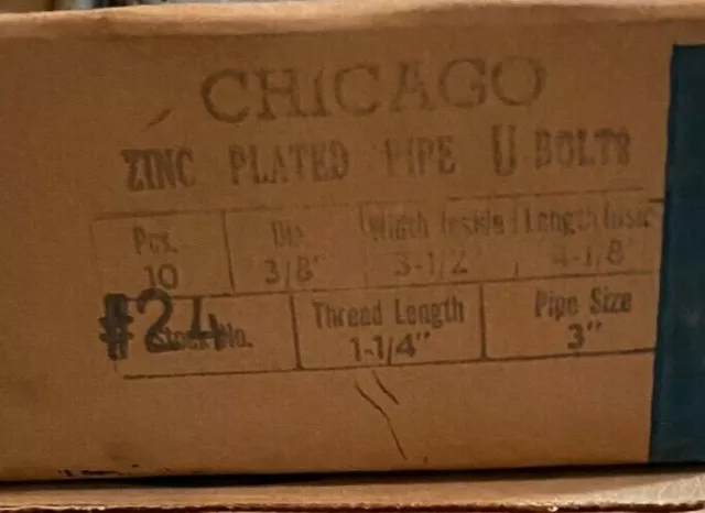 Boulons en U de tuyau plaqué zinc Chicago 3/8e diamètre (Pack de 4) avec 8 écrous 2