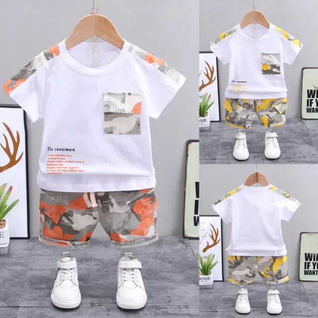 Toddler Baby Kids Boys Summer T-shirt Short Casual Camouflage Outfits Clothes