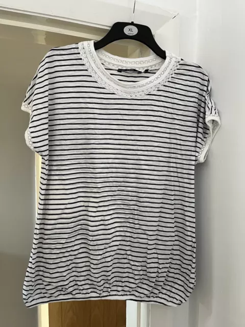 Lovely Ladies Navy & White Striped Tshirt By Next In Size 18T.  VGC