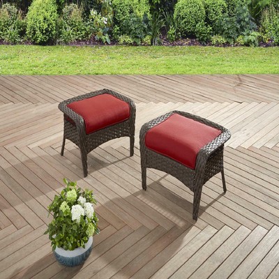 Better Homes and Gardens Colebrook Outdoor Ottomans, Set of 2, Red 3