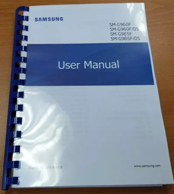 Samsung Galaxy S9 Plus Sm - G965F Printed Manual User Guide 278 Pages A5