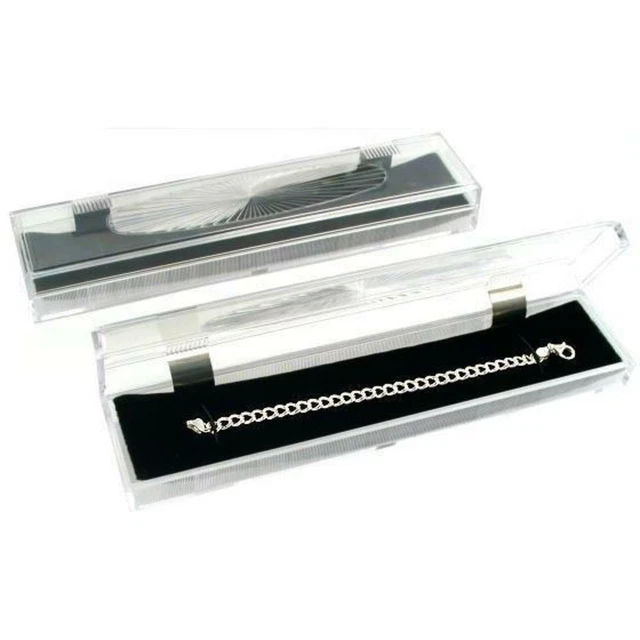 2 Clear Crystal Bracelet Gift Boxes 8 7/8"