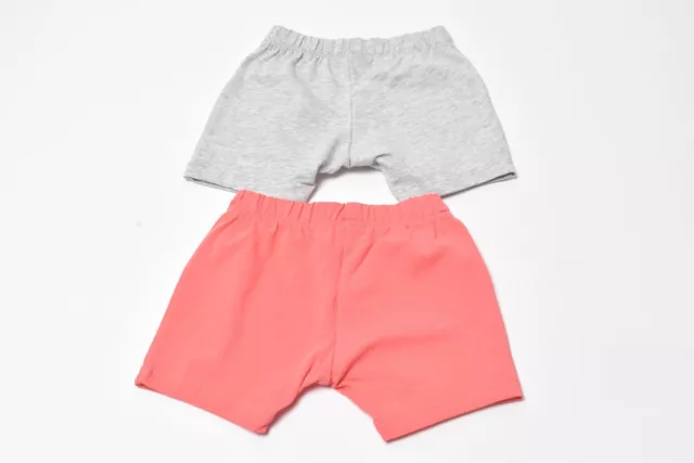 Kanz confezione da 2 pantaloncini pantaloni corti taglia 62 bambina rosa/grigio nuovi cotone elasth 3