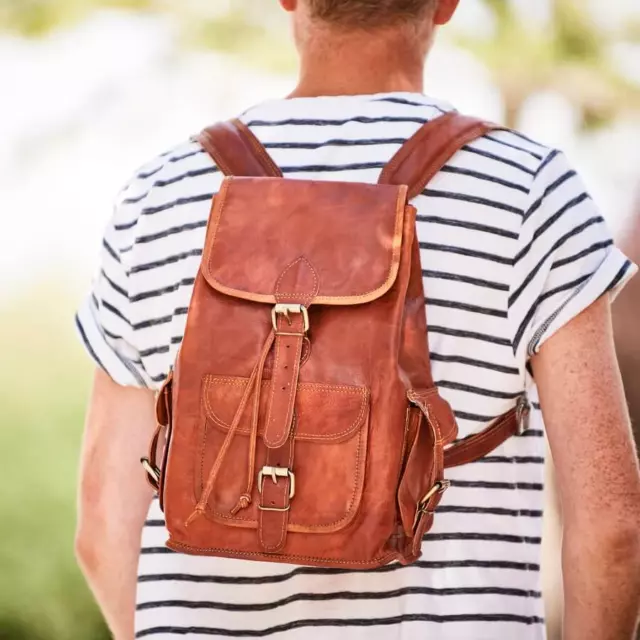 Men's 22 inch Leather Vintage Laptop Backpack Rucksack Messenger Bag Satchel Men's 22 inch Leather Vintage Laptop Backpack Rucksack Messenger Bag Satchel