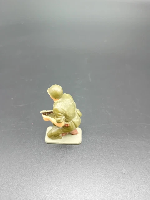 Figurine Militaire Ancienne En Bois – Soldat Porte-drapeau – Jouet Vintage