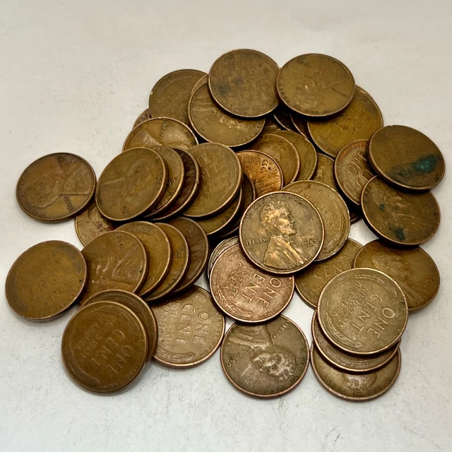 1930-1958-PDS Lincoln Wheat Small Cent Penny 1C - FULL ROLL VG+ OR BETTER #10