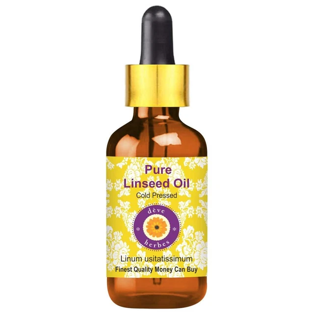 Deve Herbes Pure Linseed Oil (Linum usitatissimum) with Glass Dropper Natural Th
