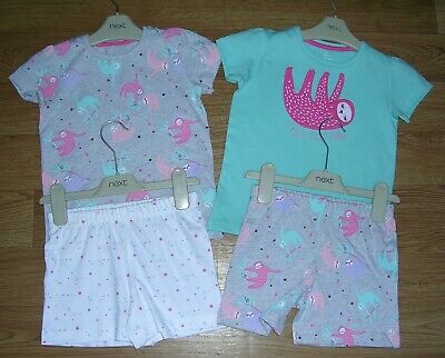 BNWT MOTHERCARE Girls Pink Blue SLOATH Print Sleepwear Pyjamas Age 2-3 98cm NEW