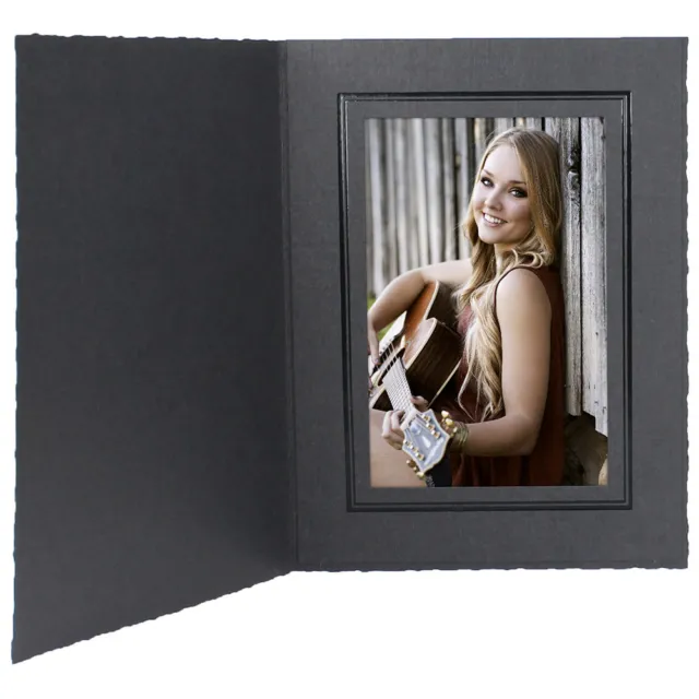 Photo Folders Black w/Black Foil 5x7 Vertical 25 Pack (Same Shipping Any Qty)