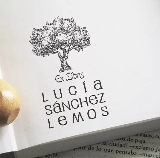 Sello Caucho Ex Libris Personalizado, Olivo Andalucia Jaen Exlibris Libros