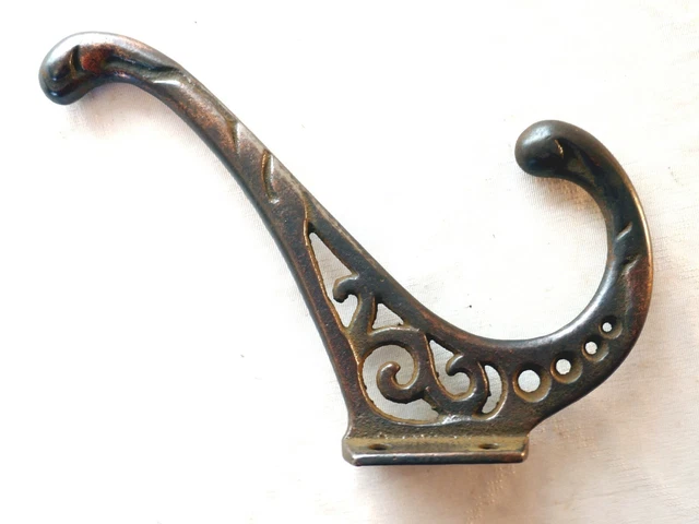 Antique Copper Plated Cast Iron Art Nouveau Coat Hook Reclaimed Restored