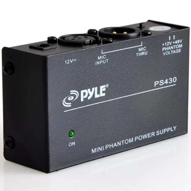 PYLE PS430  Compact 1 Channel 48V Phantom Power Supply,Home Condenser Microphone