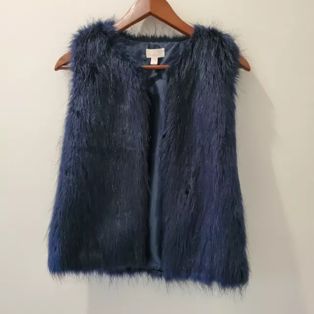 Pumpkin Patch Girls 7-8 Blue Faux Fur Fluffy Vest