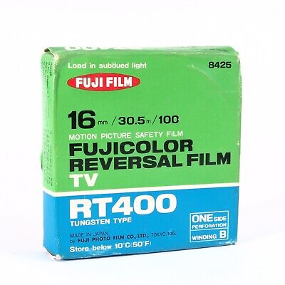 ↑ Película de reversión de TV Fujifilm Fujicolor RT400 tungsteno - 16 mm 100 ft caducada sellada