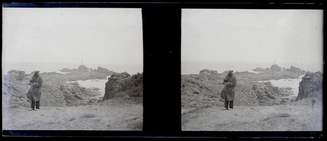 FRANCE Paysage rocheux c1930 Photo NEGATIVE Originale Plaque Stereo P74L18n4