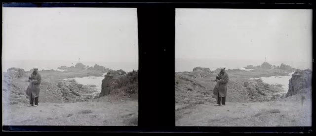 FRANCE Rocky Landscape c1930 Photo NEGATIVE Original Stereo Plate P74L18n4