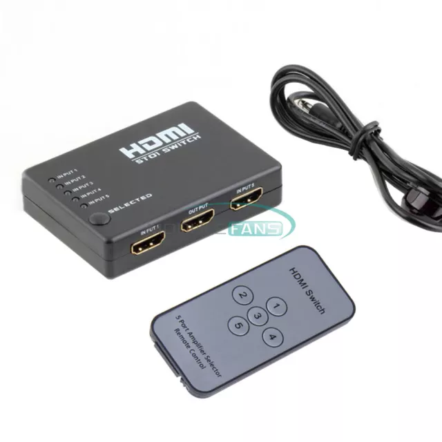 1080P 3/5Port Video HDMI Switch Switcher Splitter for HDTV DVD PS3 IR Remote