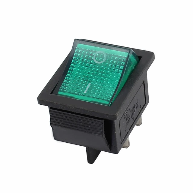 GREEN LIGHT 4 Pin DPST On-Off Snap In Boat Rocker Switch 15A/250V 20A ...