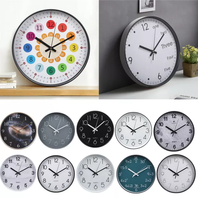 Wall Clock Large Living Room Modern Round Glass Quartz Kitchen Home Decor 30cm 2