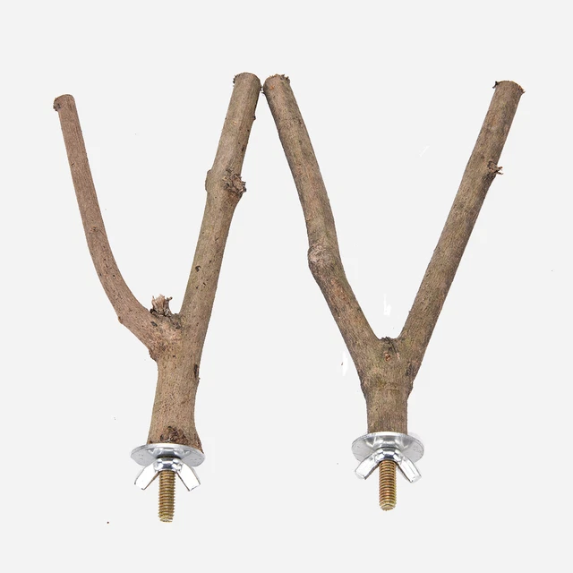 Papagei Holz Gabel Ständer Rack Spielzeug Hamster Zweig Sitzstangen für Vogel 3