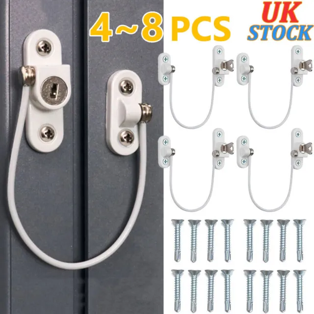 8x4x Window Door Restrictor Child Baby Safety Security Lock Cable Catch Wire
