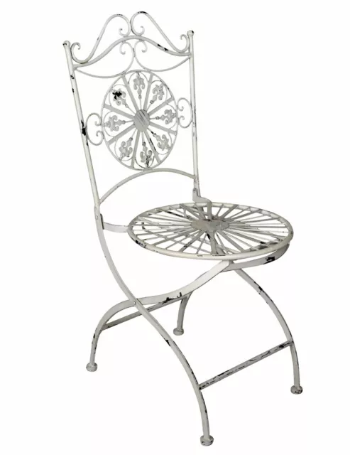 Chaise Shabby de Jardin Blanc en Fer Pliante Balcon pour Terrasse/Balcon