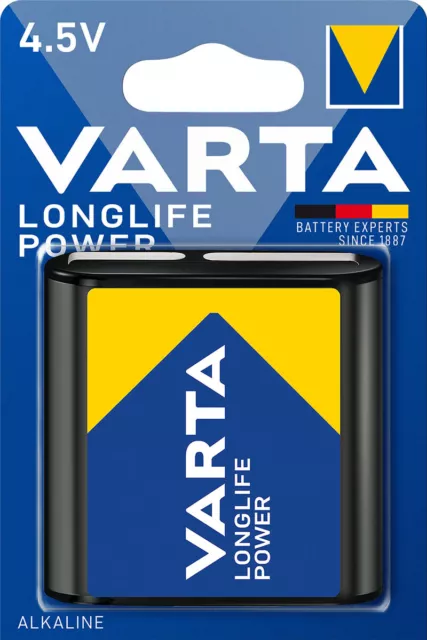 Varta Batteries 4,5V Pile Plate , Bloc Longue Durée Puissance, Alcalin 3LR12