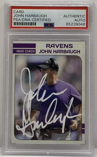 John Harbaugh Signed Autographed Baltimore Ravens Custom Card PSA/DNA Slabbed