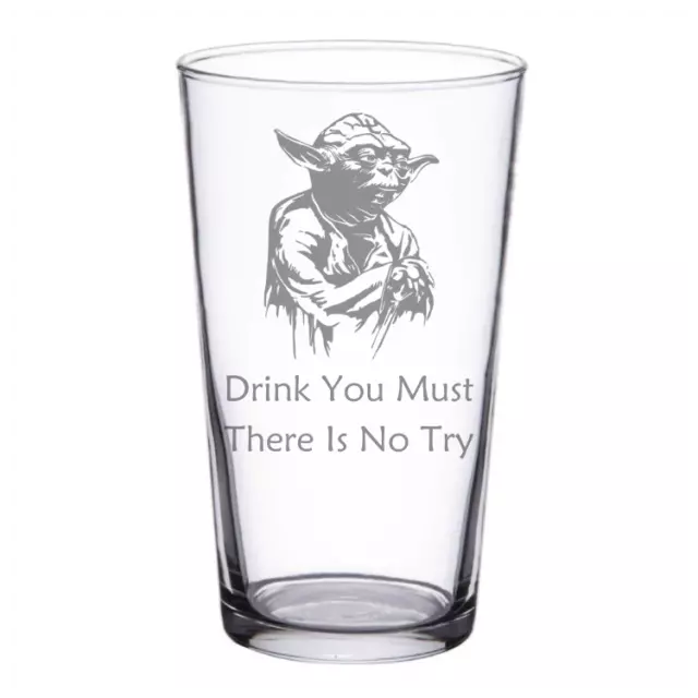 Personalised Star Wars Style Yoda Beer Pint Glass Perfect Birthday Gift
