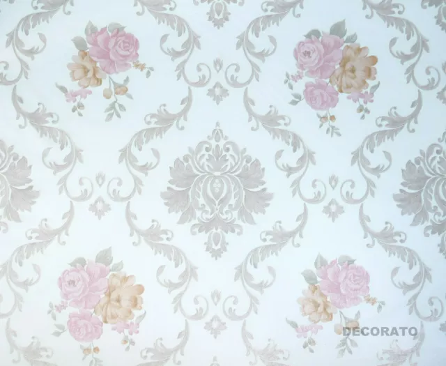 SHABBY CHIC PINK Rose Vintage Writing Floral Wallpaper £19.99
