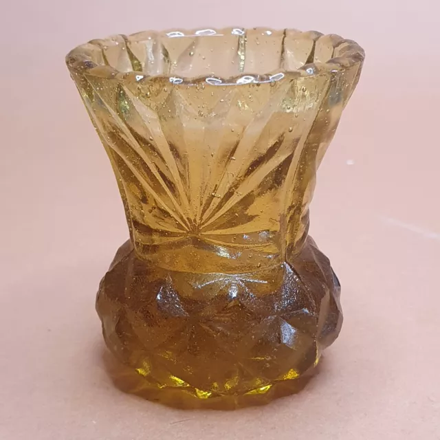 Vintage Glass Thistle Vase Amber Pressed Depression Era