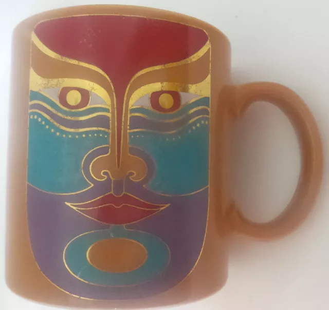 Laurel Burch Machado Coffee Mug Golden Brown Made in Japan Unique Special