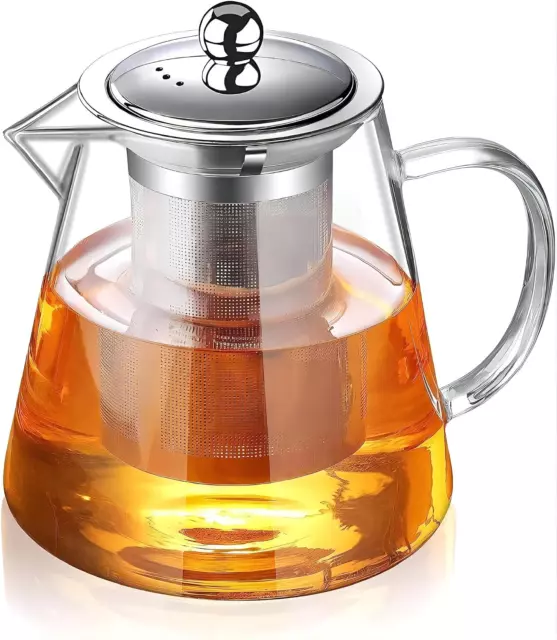 Hiwomo 43Oz/1300Ml Glass Teapot with Infuser Tea Pot,Clear Glass Tea Kettle Stov