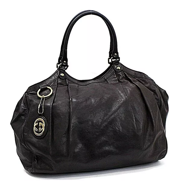 Gucci Ssima Sukey Tote Bag Leather Dark Brown 211943 G82811