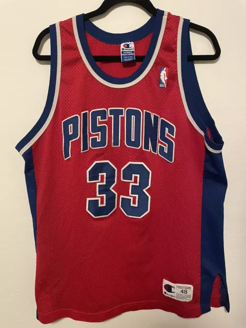 Men's Vintage 90s Champion Authentic Detroit Pistons Grant Hill Red  Jersey Sz 48