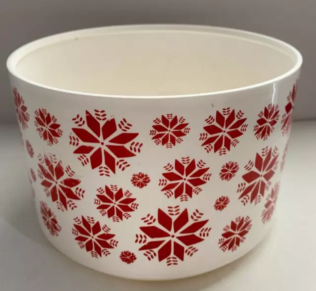Tupperware 1 Qt White & Red Snowflakes Christmas Canister 7694A RARE