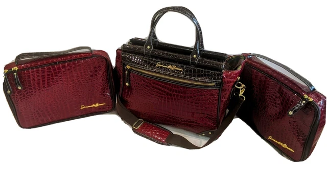 Samantha Brown 3 NEW Brick Croc Travel Bags Tote Weekend Dowel Cosmetic Jewelry