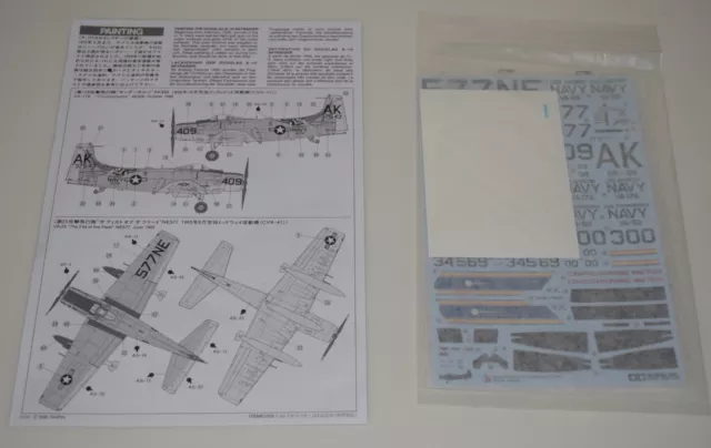 Tamiya A-1H Skyraider 61058 ⭐Parts⭐ Decal Set 1/48