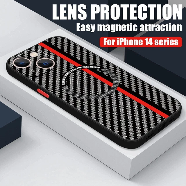 For iPhone 14 Pro Max Plus 11 12 13 Pro Carbon Fiber Magnetic Magsafe Case Cover
