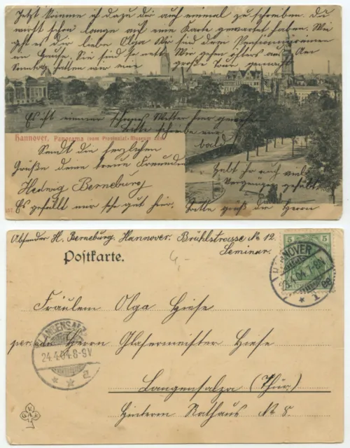 38654 - Hannover - Panorama vom Provinzial-Museum aus - AK, gelaufen 23.4.1904