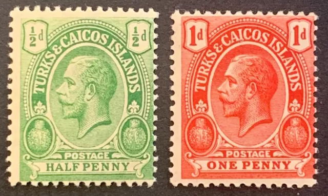 Turks & Caicos Islands. King George V Stamps. SG129/130. 1913. MM. C442