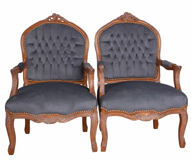 Zwei Sessel Barock Armlehnstuhl 2er Set Kaminsessel Antik Stühle  Barocksessel