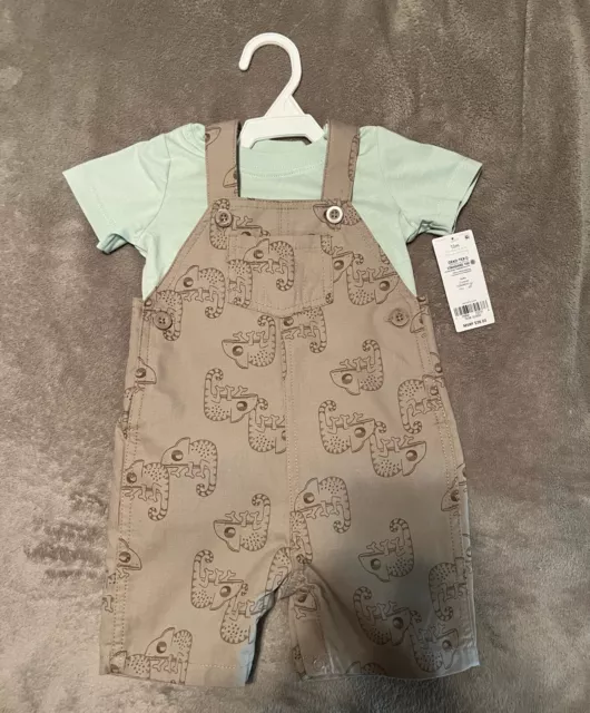 New Baby Boy Carter's Tee & Chameleon Shortalls Set-12 MO-NWT-RTL $28