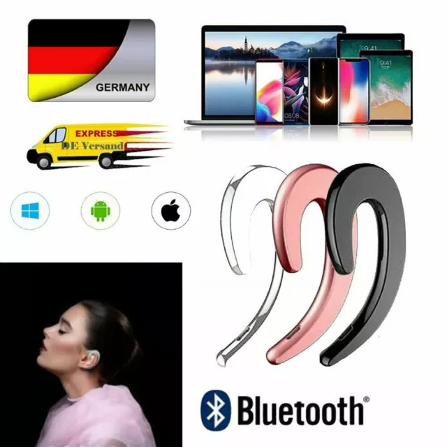 Bluetooth Kopfhörer In Ear Kabellos Knochenleitung Headset Ohrhörer mit Mikrofon