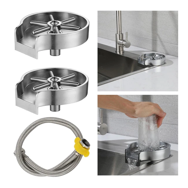 Rince Verre Haute Pression Lave-gobelet Automatique Haute Pression - Acier Inoxydable - Pour Bar, Café, Maison - Nettoyage Facile - Noir Nettoyage Tasses Bar