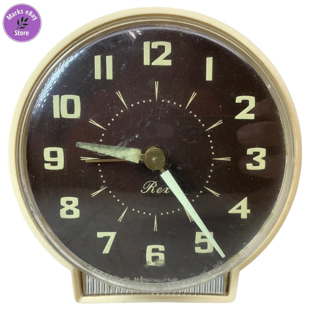 VINTAGE RETRO GROOVY Rex Alarm Clock Wind Up Tested Works 17.21 PicClick