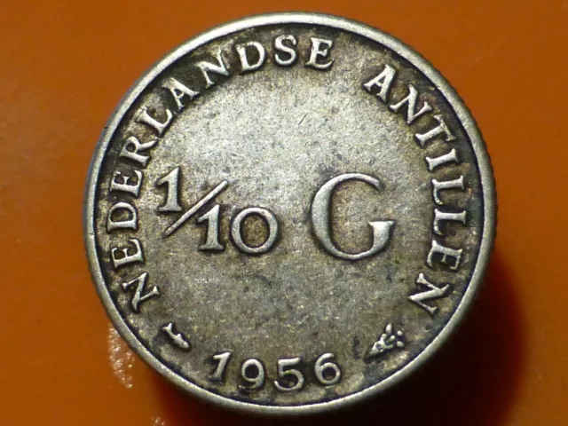 Antilles Neerlandaises - 1/10 Gulden (Argent) - 1956 - Recherchee & Qualite Ttb