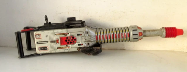 Vintage Batterie Litho Soldat Avec Pistolet Boite Jouet