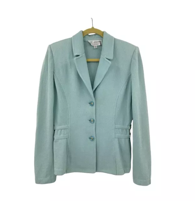 Stunning St John Green Santana Knit Size 6 career blazer jacket Mint Green